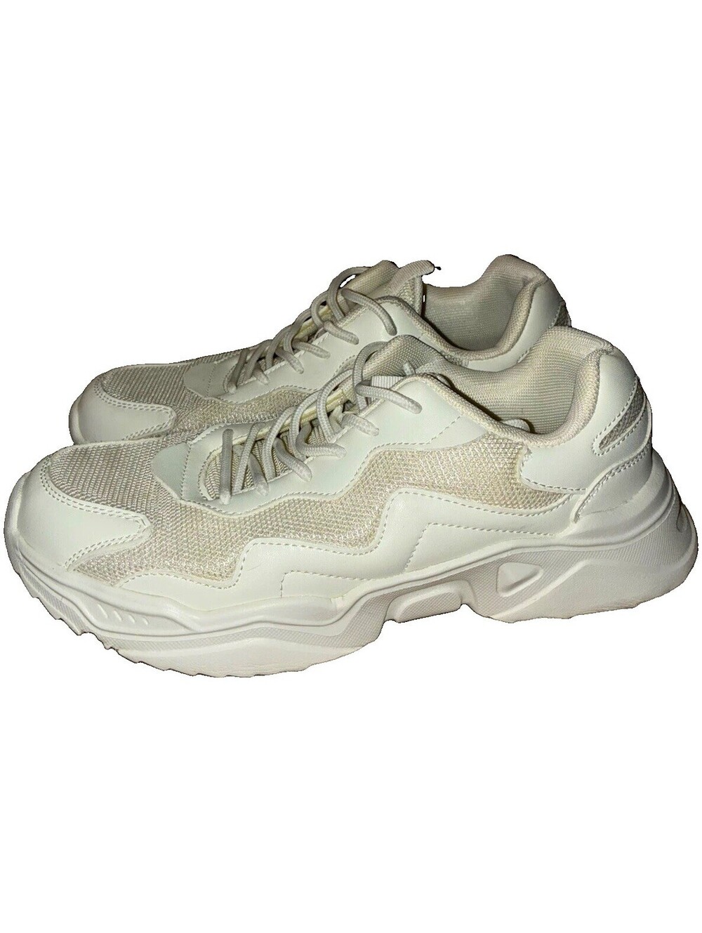 Men's White Solid Low Top Lace Up Athletic Sneaker Shoes Activewear size 41